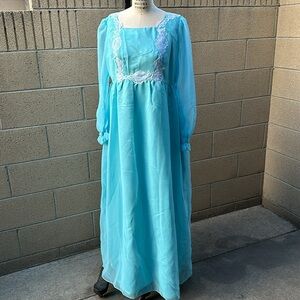 VINTAGE | Women’s Blue M/L Milkmade Peasant Boho Handmade Maxi Cottagecore Dress